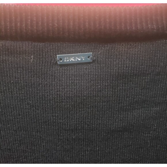 DKNY black top with sheer sleeves that have a star pattern Sz Medium III - Picture 3 of 7